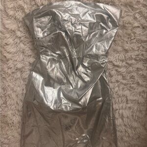 Zara Metallic Silver Dress